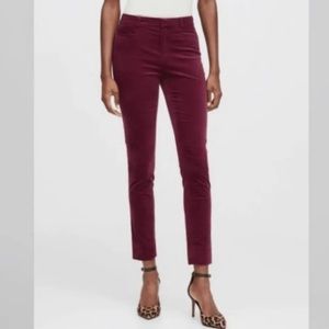 Banana Republic Sloan Modern Stretch Velvet Skinny Ankle Pant sz 0 Burgundy Red